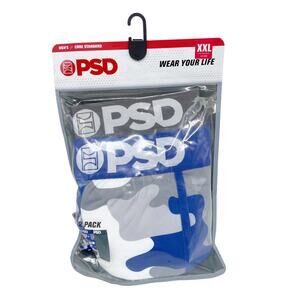 PSD Men's Core Standard Camo Print Boxer Briefs Gray Blue 2pk Size XXL